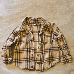 Old Navy Kids Plaid Button-Down Shirt in Tan and Black